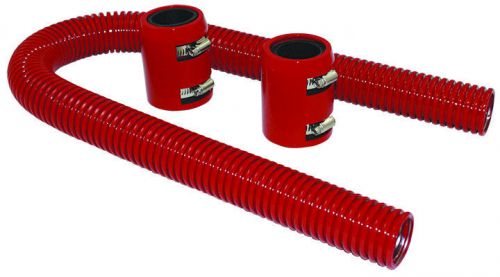 36&#034; red stainless flexible radiator hose kit w/ billet clamp covers chevy ford