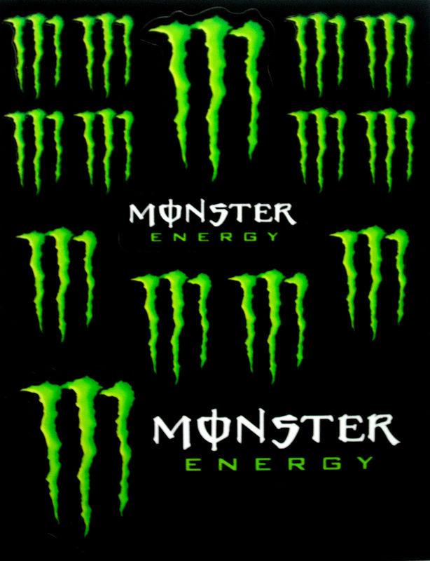 Monster energy drinks logo sheet of 14 stickers decals
