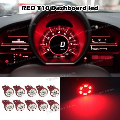 10x red t10 wedge 6-smd led indicator dashboard instrument panel led lights