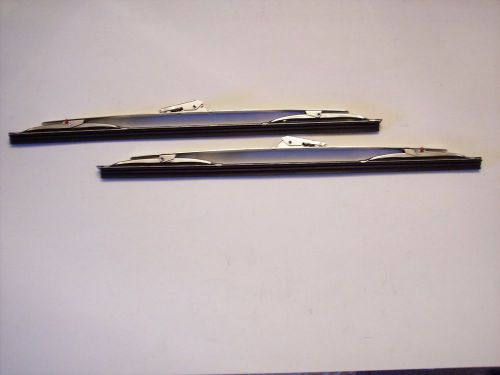 Anco anti wind drift nos shiny stainless steel wiper blades 16&#034; left and right