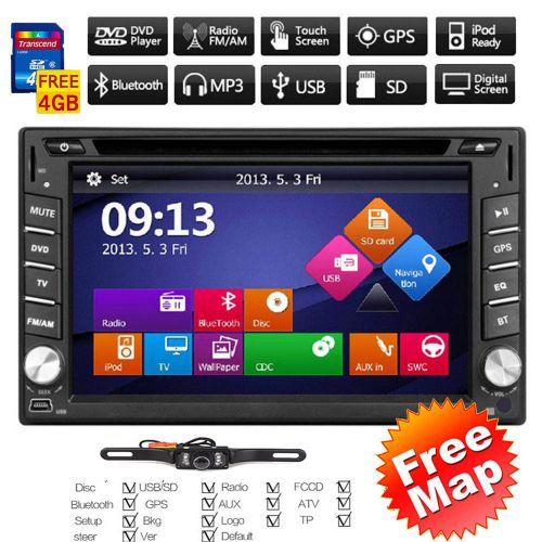 New bluetooth gps car stereo dvd player with 6.2&#034; double 2din radio ipod pc+map