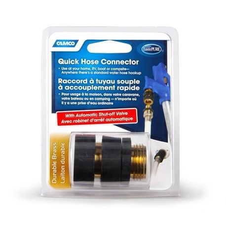 Camco - 20135 - durable brass - automatic shut-off valve - quick hose connector