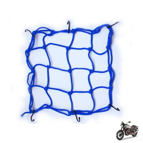 Motorcycle motorbike cargo hold down net web 6 hooks bungee blue for moto guzzi