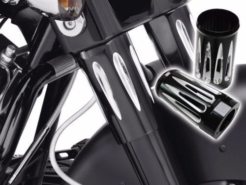 Black edge deep cut fork boot slider cover cow bell for 1984-2013 harley touring