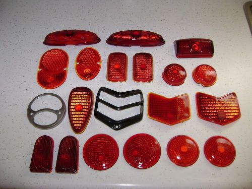 Lot of 18 vintage 1930&#039;s-40&#039;s auto glass tail light lens-n.o.s.