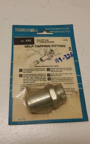Nos tomco 492 self-tapping carburetor fitting 3/8&#034; inlet line 1&#034; casting threads