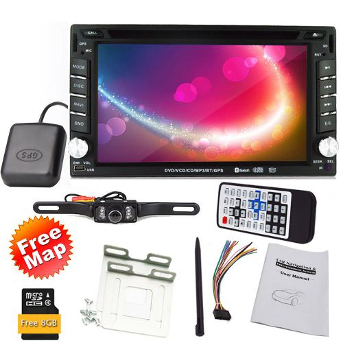 Gps nav stereo double 2 din car in deck dvd player radio bluetooth ipod+camera