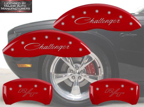 Cursive red 2011-2016 dodge &#034;challenger r/t&#034; front rear mgp brake caliper covers