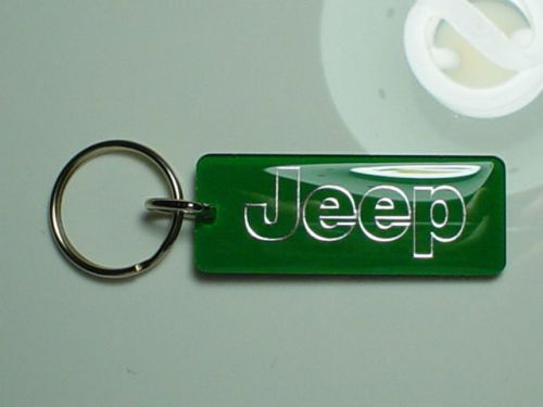 Jeep key chain fob green &amp; chrome wrangler laredo cherokee  rubicon