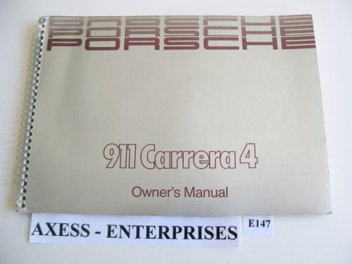 89 1989 porsche (964) 911 carrera 4 c4 owners manual drivers operators book e147