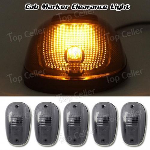 5xsmoke roof cab marker clearance lamps led+harness for dodge ram 1500 2500 3500