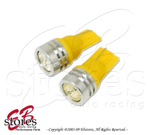 Set of 2 amber license plate high power led light bulbs 168 - t10 wedge 1 pair