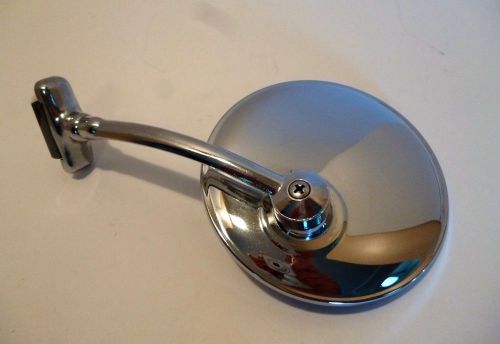 Vintage car or pickup chrome round rear side view exterior mirror