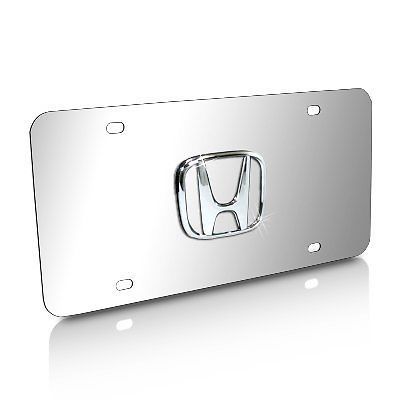 Honda 3d logo chrome steel license plate
