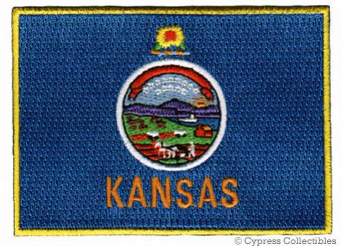 Kansas biker patch iron-on embroidered motorcycle state flag ks