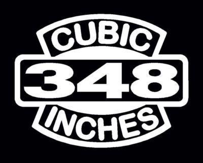 2 v8 348 cubic inches engine decal set 348 ci emblem stickers