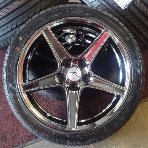 18&#034; black chrome saleen mustang wheels tires 18x9 inch wide 5x114.3 rims 94-04