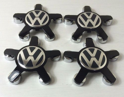 4 vw volkswagen wheel center badge audi style caps cover hub all black 4f060116n