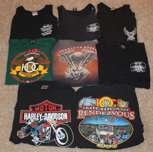 (8) harley-davidson motorcycle t-shirt men&#039;s large l tank top short sleeve hog
