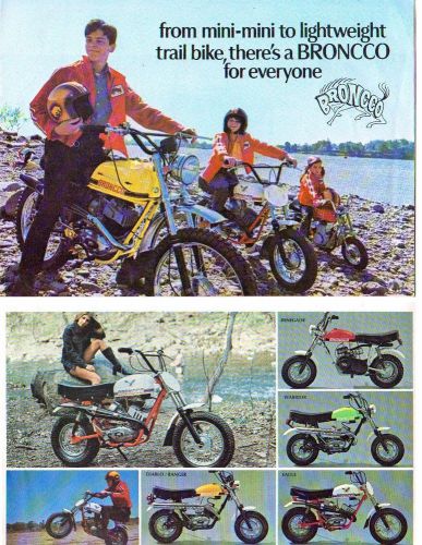1971 - 72 broncco mini bike trail bike all model 6 page brochure