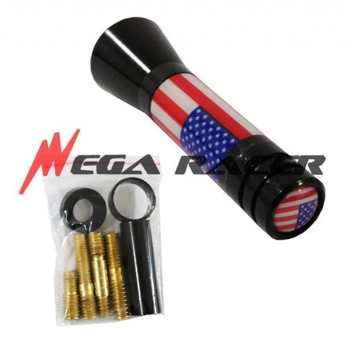Jdm 2&#034; in/51mm usa flag united states blue red star #s3 short antenna bmw