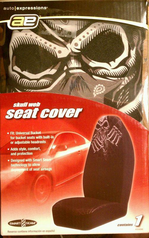 Seat cover auto expressions skull web bucket seat