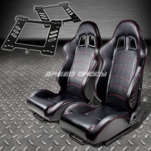 Pair type-1 reclining black pvc racing seat+bracket for 93-98 golf/gti mk3