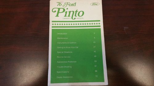 1976 ford pinto owners collectible vintage manual handbook