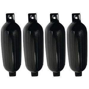 4 pack 5-1/2 inch x 20 inch double eye black inflatable vinyl fenders for boats