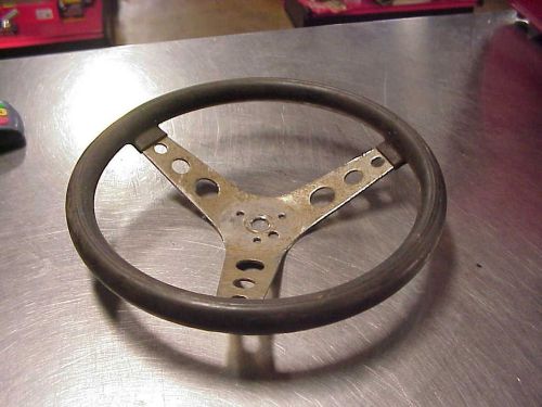 Vintage 13 inch 3 spoke black racing steering wheel hot rod rat gasser superior