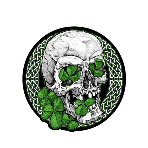 Embroidered motorcycle patch-good sports irish skull patch 9&#034; x 9&#034;