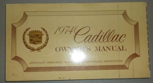 1974 cadillac owners manual original
