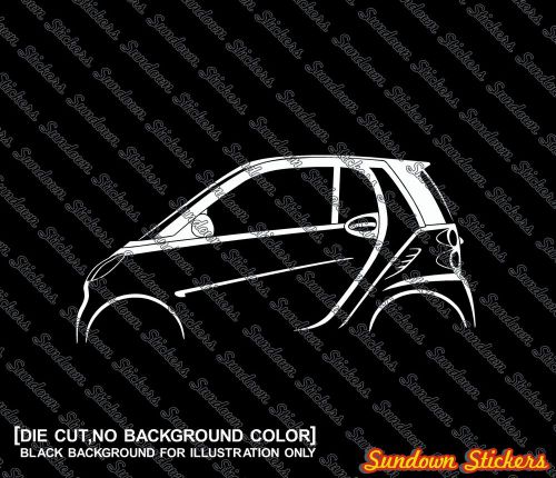 2x car silhouette stickers - for smart fortwo coupe w451, 2007–2014
