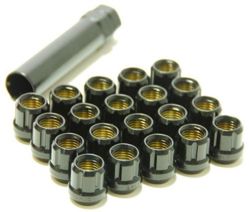 Wheel mate muteki open end lug nuts  in black 12x1.25 set of 20 w/ key | 31885b