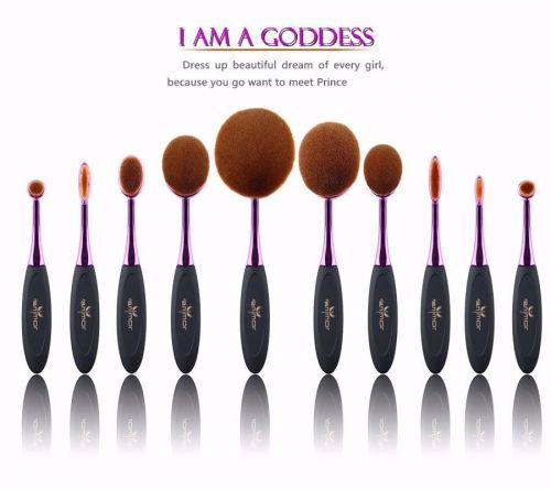 Authentic 10 pcs multi-purpose rose gold professional oval makeup brush set