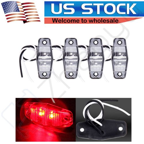2x universal surface mount red side marker clearance light lamp 2 led clear lens