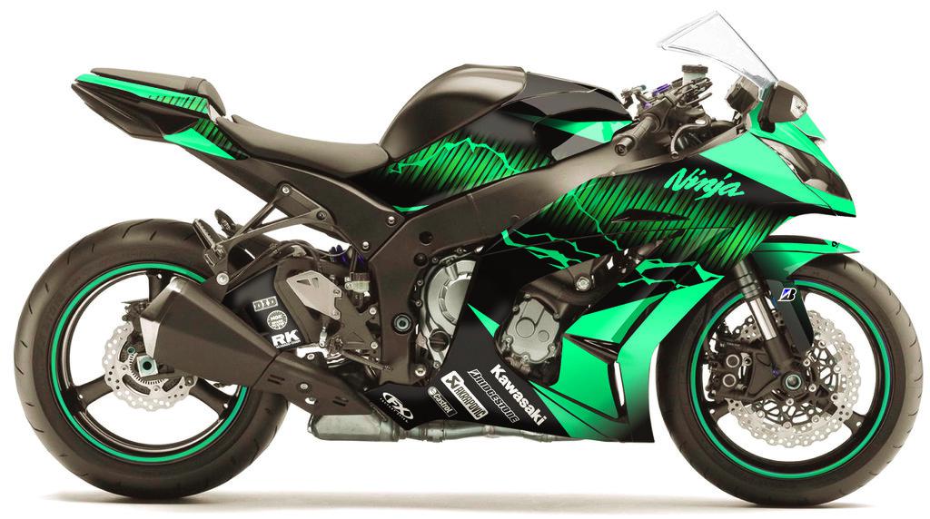 Factory effex ev-x complete graphic kit green for kawasaki zx-10r 2011-2013