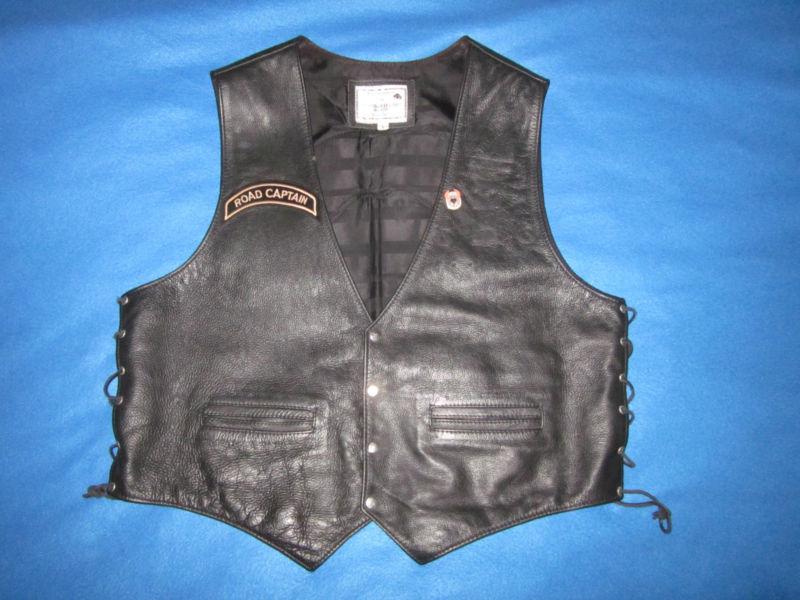 Vintage harley davidson biker 100% leather vest club owned team captain gambler