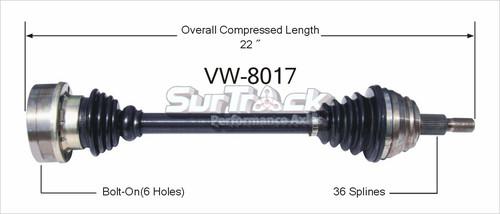 Sur track vw-8017 cv half-shaft assembly-new cv axle shaft