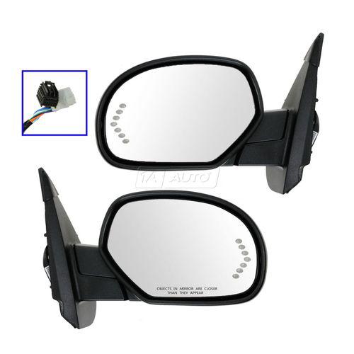 Mirrors power heated signal puddle ptm pair set for chevy gmc pickup suv
