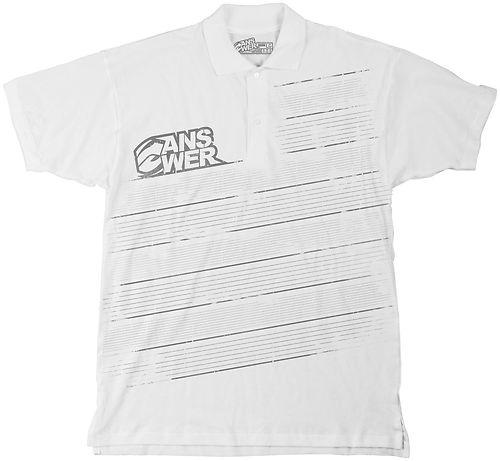 New answer-racing duffer polo tee/t-shirt, white, large/lg