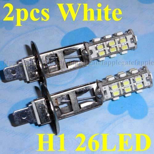 2 x xenon white car 26 led smd bulbs h1 fog light 12v