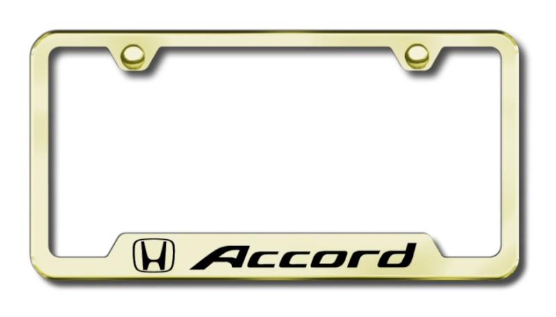 Honda accord  engraved gold cut-out license plate frame made in usa genuine