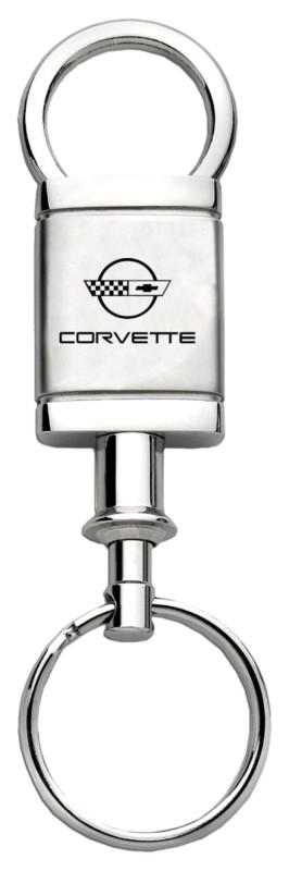 Gm corvette c4 satin-chrome valet keychain / key fob engraved in usa genuine