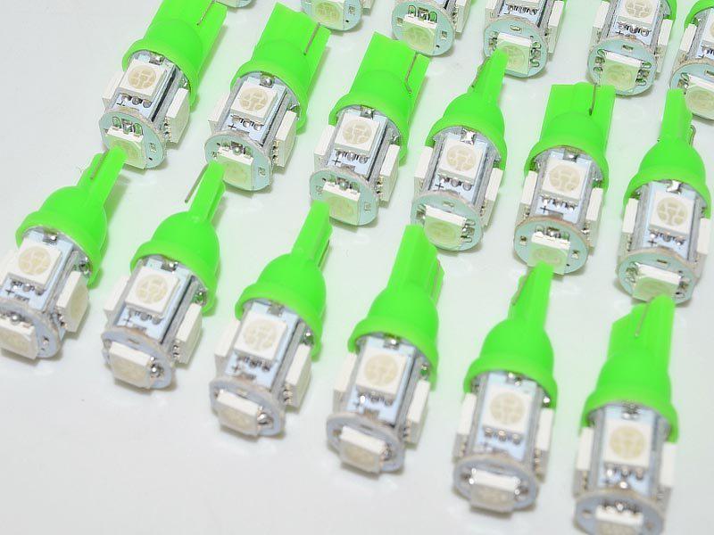 10x green t10 led 5smd license plate map interior lights bulb side marker lamps