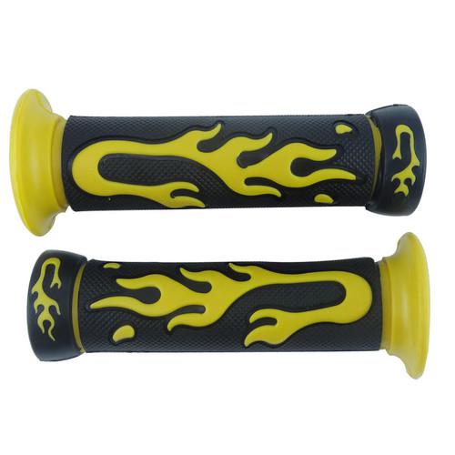 Yellow hand grip handlebar hand throttle grips soft rubber universal 7/8" 22mm