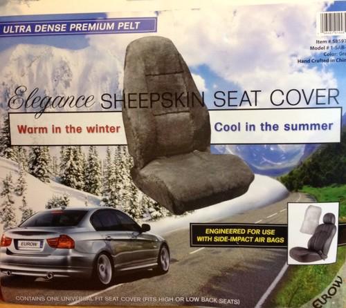 Nib eurow elegance sheepskin seat cover gray plush universal fit new