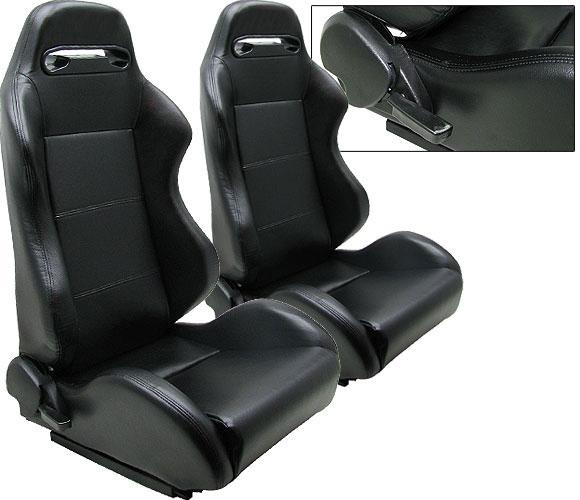 2 black leather racing seats reclinable + sliders pontiac new **