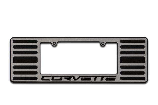 2005 + chevrolet corvette c6 two tone license plate frame w/logo licensed by gm