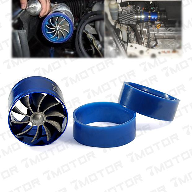 Brand new carsingle turbo turbine charger air intake fuel gas saver fan blue hot